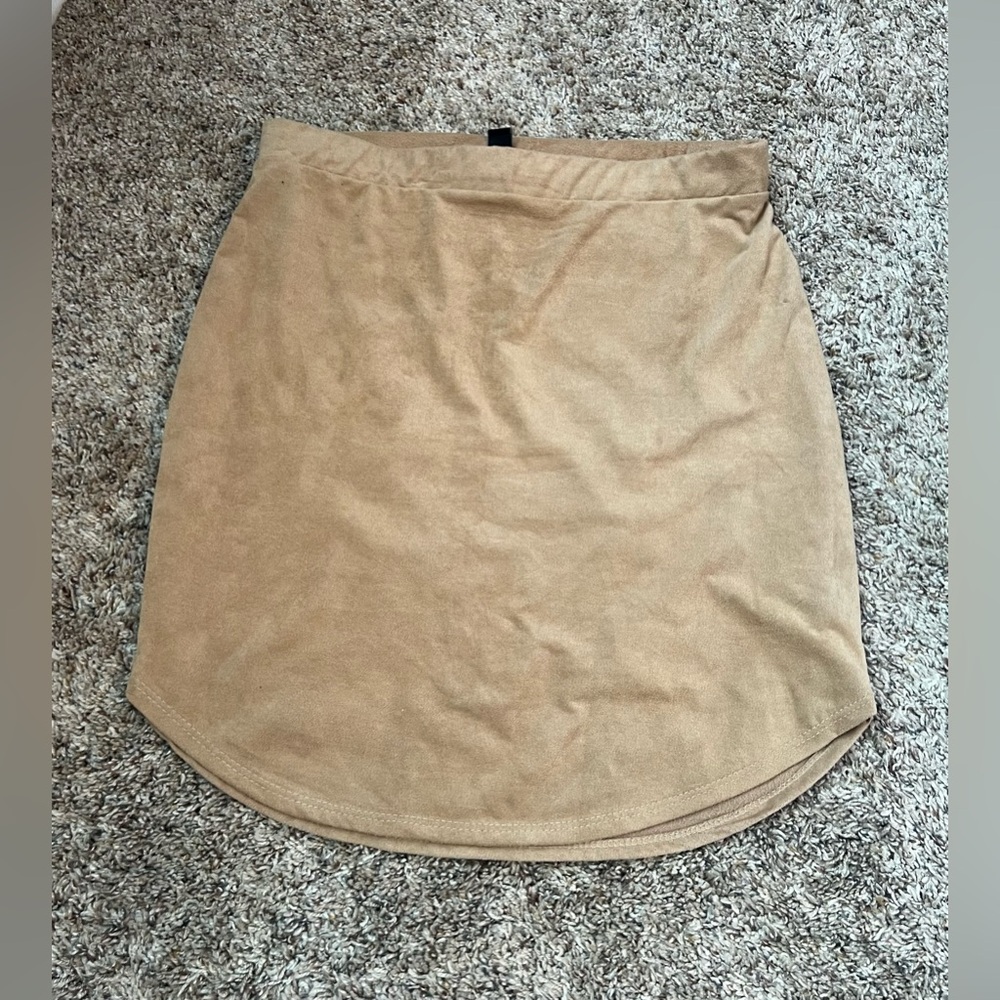 Camel Suede Mini Skirt